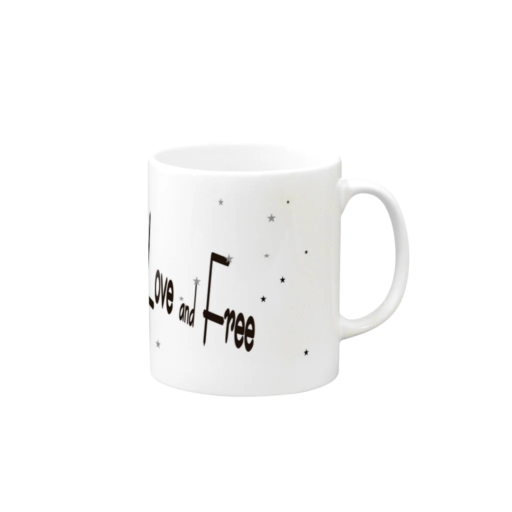 hokuro03のlove ＆ free（星に願いを） Mug :right side of the handle