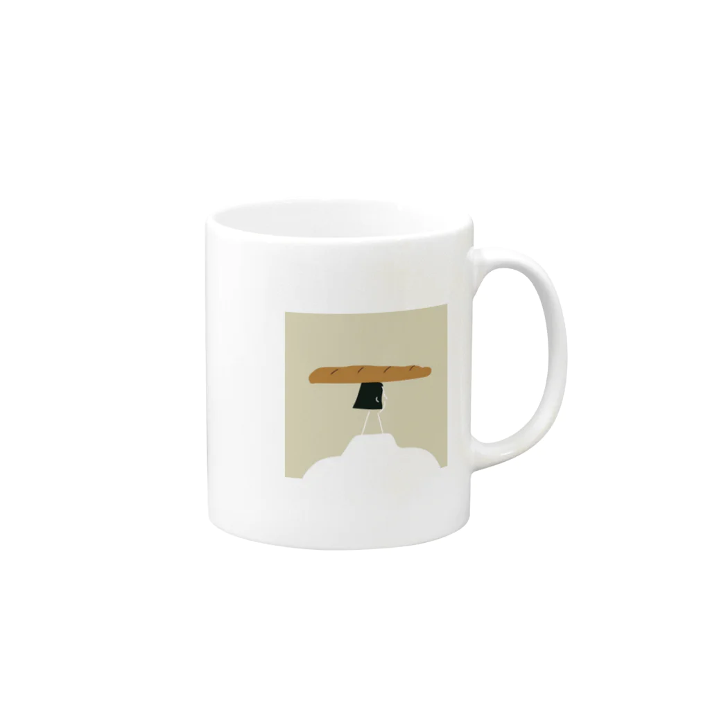 いしかshopのバケットをのせて Mug :right side of the handle