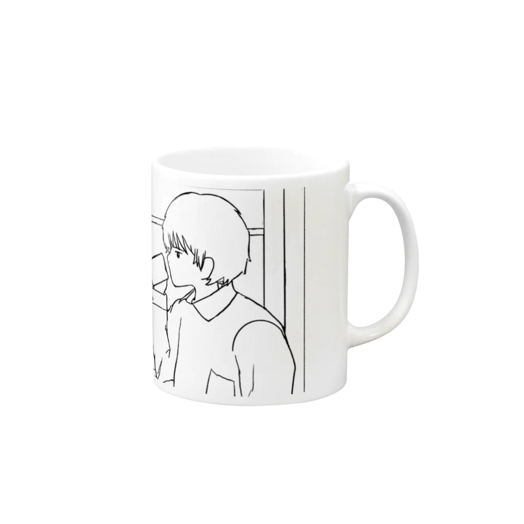 Mini Store のneivy. Cafe mug マグカップの取っ手の右面