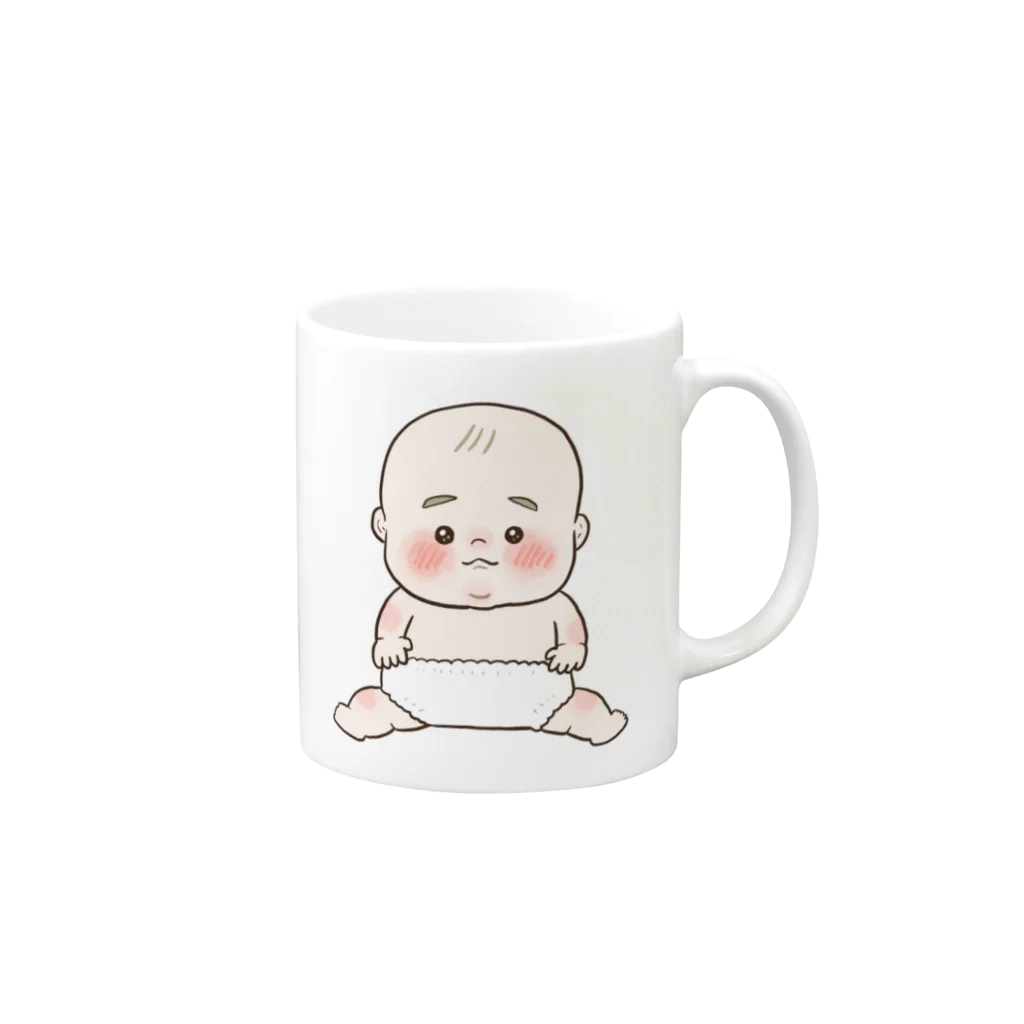 ユユマルの薄毛赤ちゃん(おむつ) Mug :right side of the handle