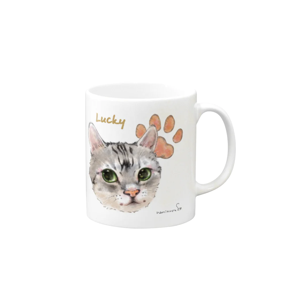 なにぬ猫-YAのうちの子にくきゅうポートレート★Lucky Mug :right side of the handle