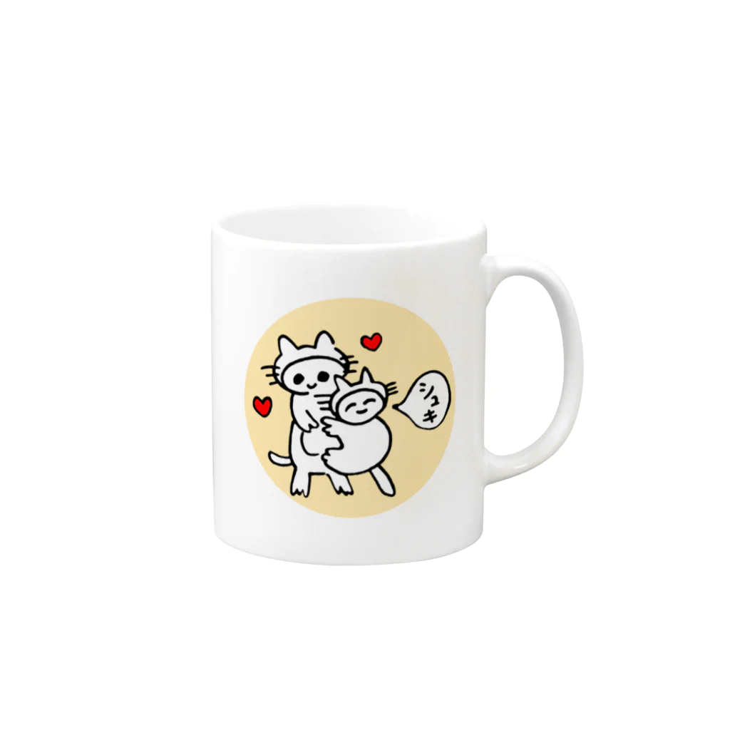 着ぐるみねこの着ぐるみねこ　ベージュ Mug :right side of the handle