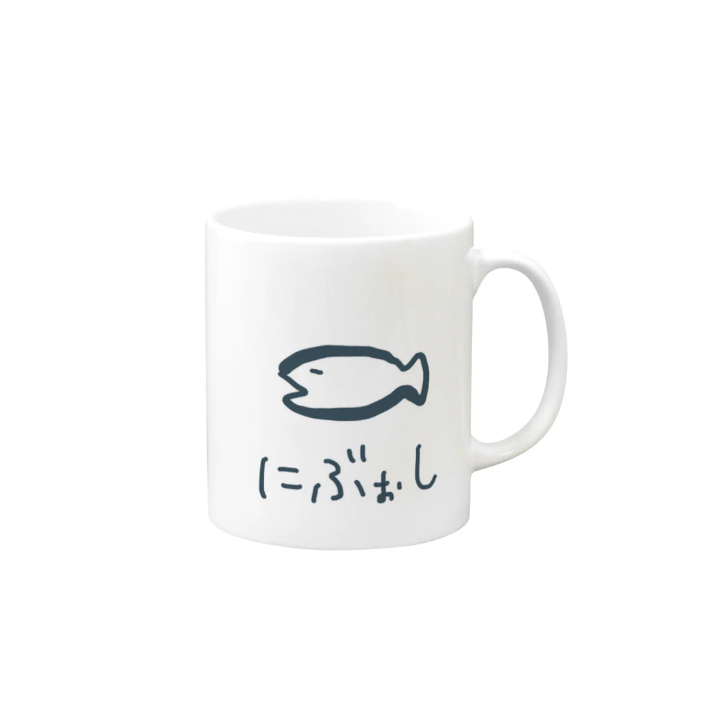 まゆもち店のにぶぉしくん Mug :right side of the handle