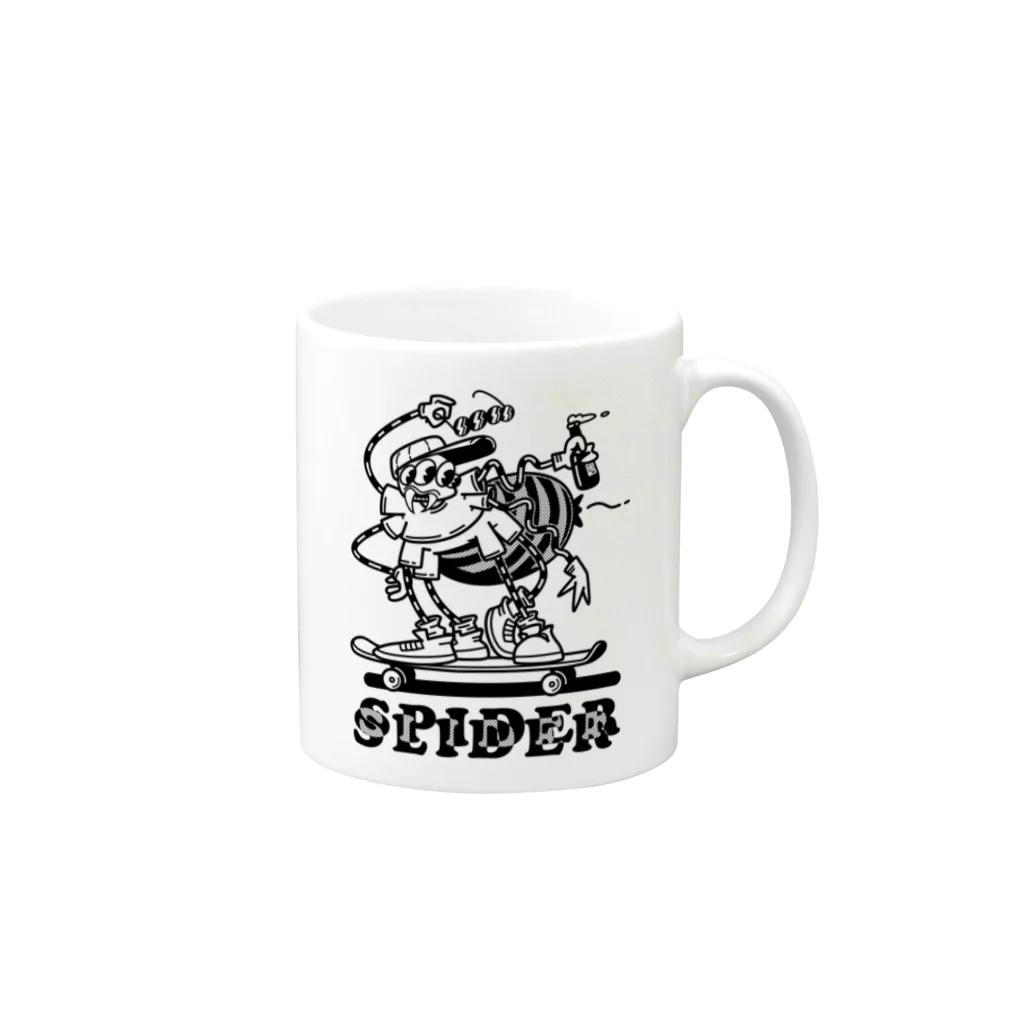 nidan-illustrationの"SPIDER SLIDER" Mug :right side of the handle