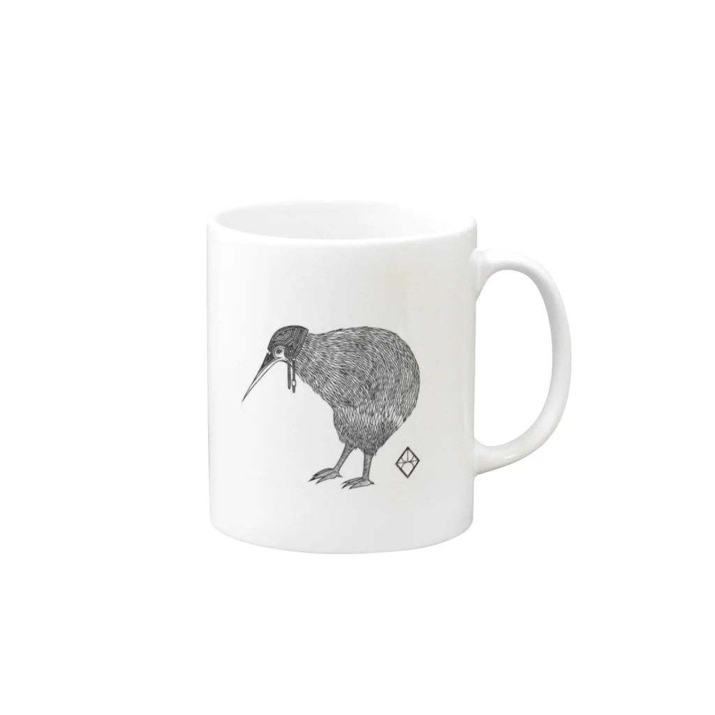 光　Hikaruの動物：キウィ/Kiwi monochrome ver. Mug :right side of the handle