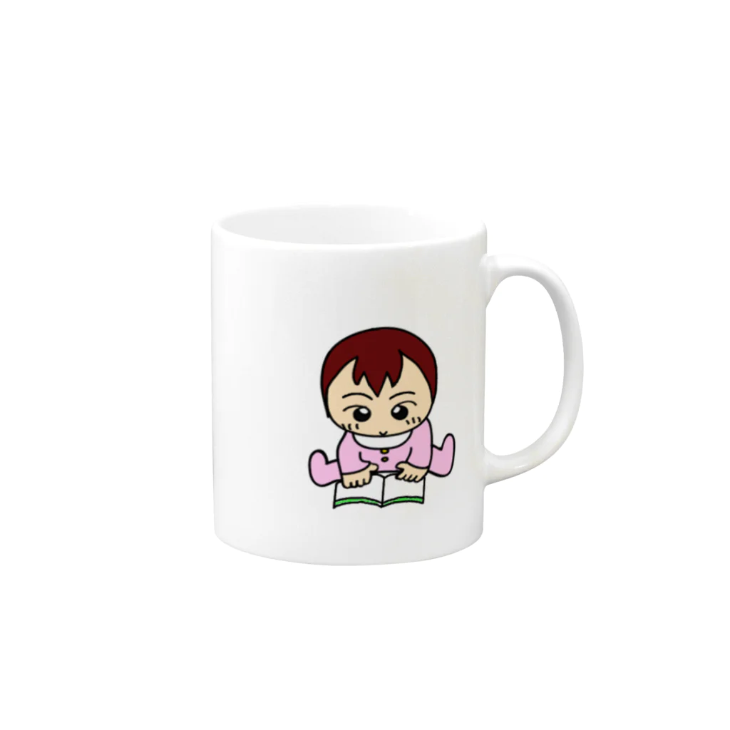 ルークＺの読書ベイビー Mug :right side of the handle