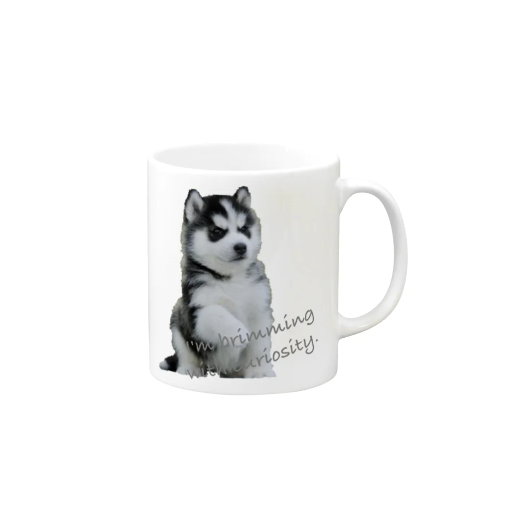 Jasmine工房の好奇心旺盛ハスキー犬 Mug :right side of the handle