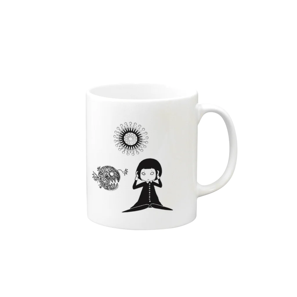 sen-no-momotsukuriのアンコウさんと深海ちゃん Mug :right side of the handle