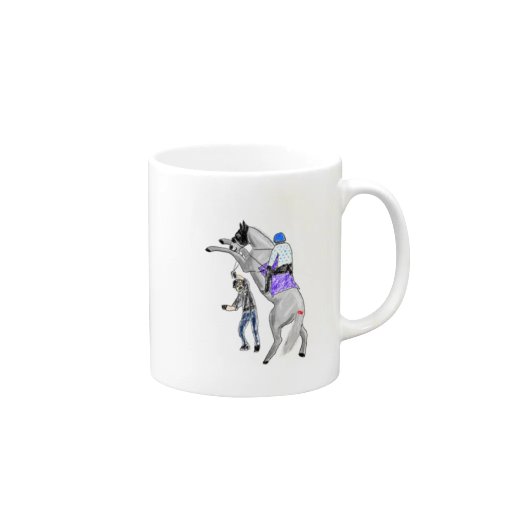 鶴丸男のお店の人を襲う芦毛の怪物くん Mug :right side of the handle