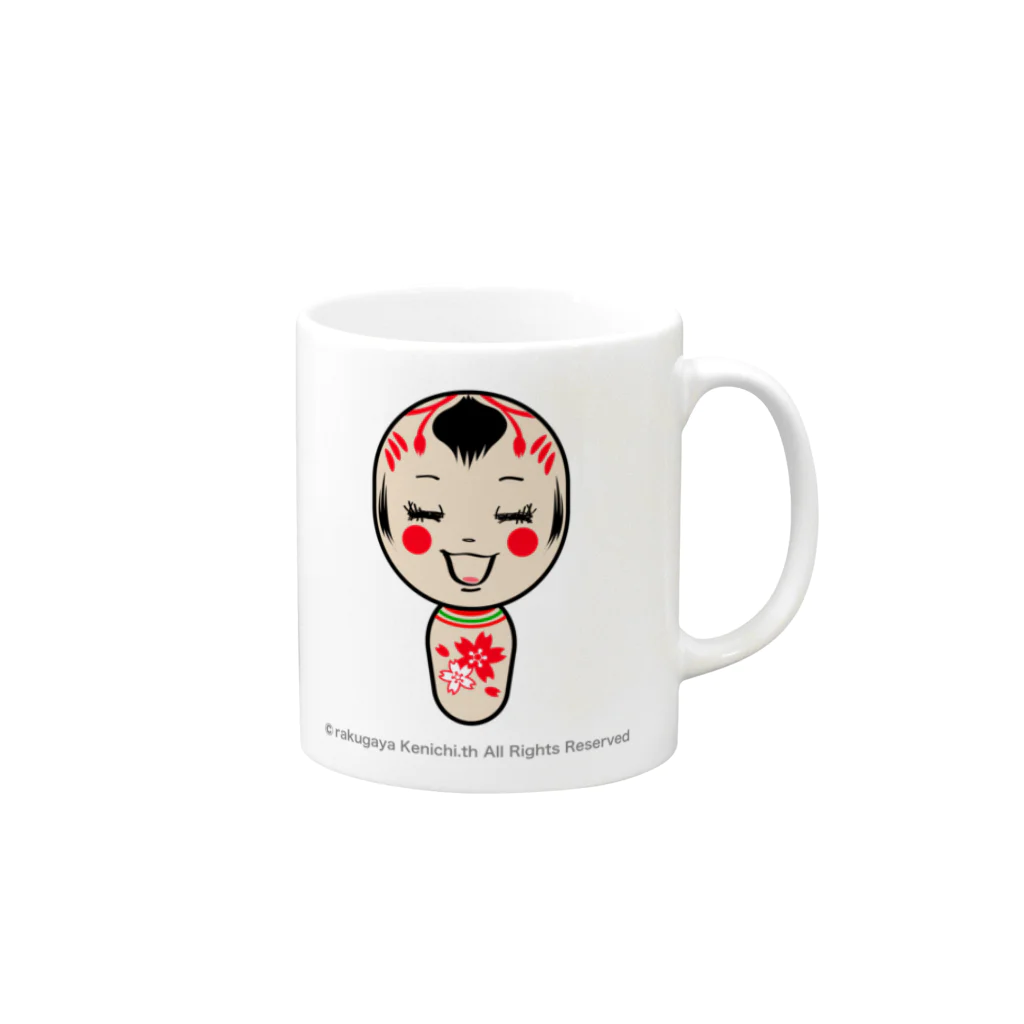 rakugayaの東北なまりのこけしちゃん Mug :right side of the handle