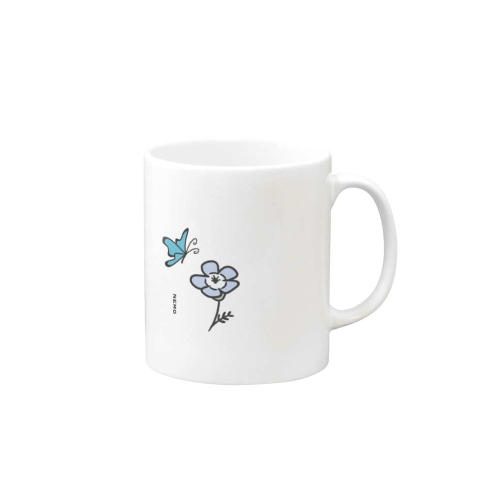 おんまゆずの花柄ツインズ Mug :right side of the handle