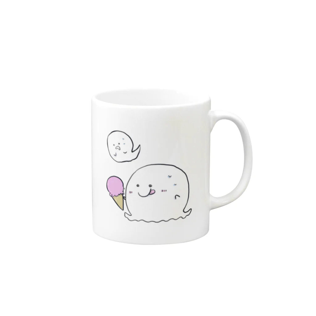 おにぎりのアイス おばけ Mug :right side of the handle