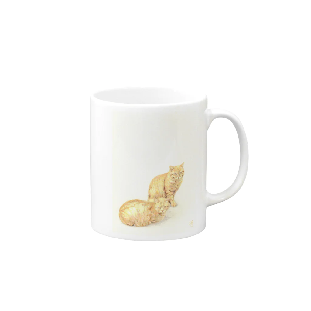 しもけんのつがい猫 Mug :right side of the handle