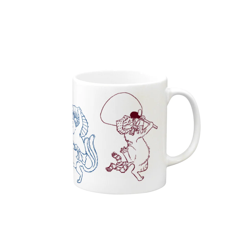 でんや　SUZURI店のねこまたMC Mug :right side of the handle