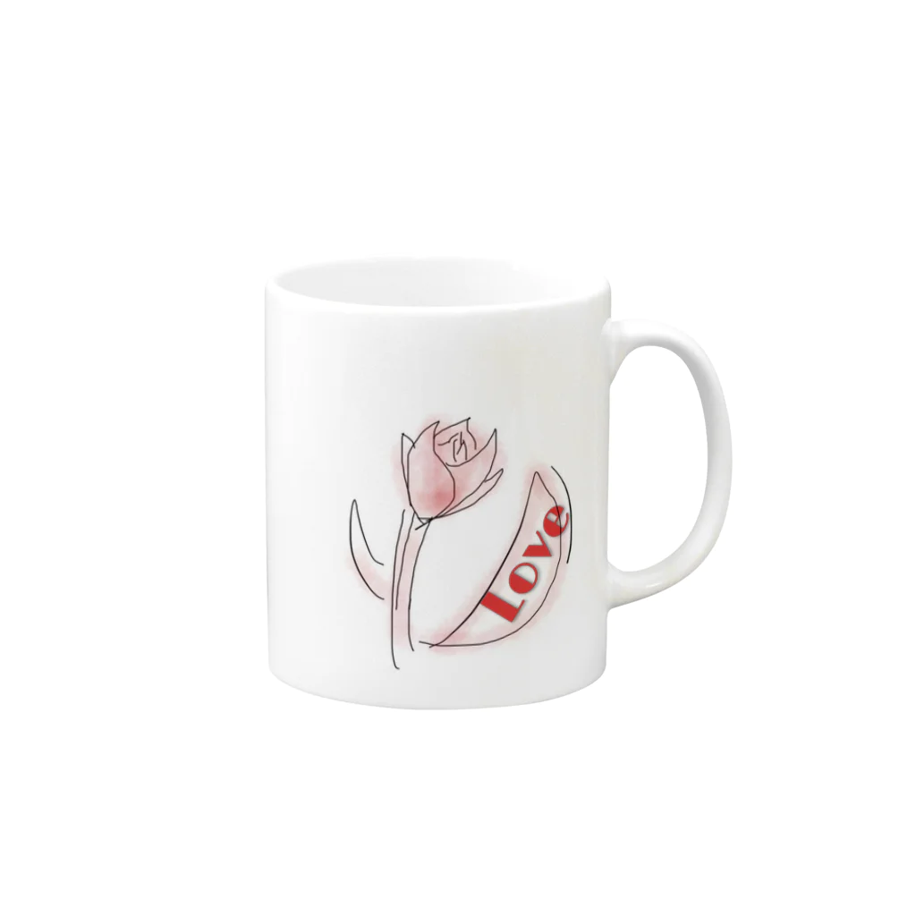 相愛傘のLoveマグ(薔薇) Mug :right side of the handle