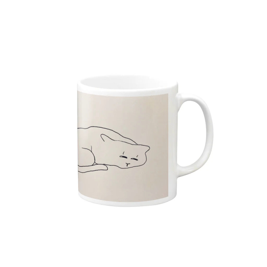 なかお まりこのふつうの猫 Mug :right side of the handle