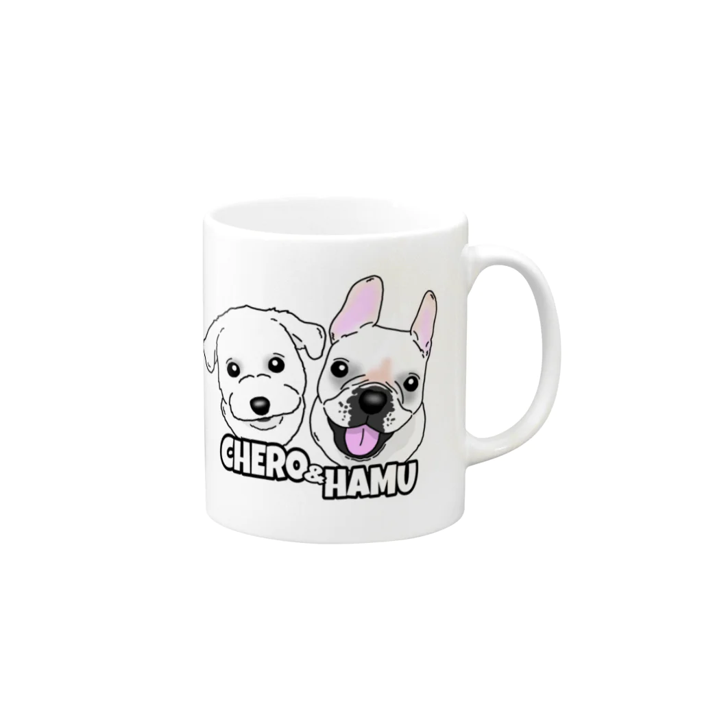 PetTee(ペッティー)のチェロくん、ハムちゃん Mug :right side of the handle