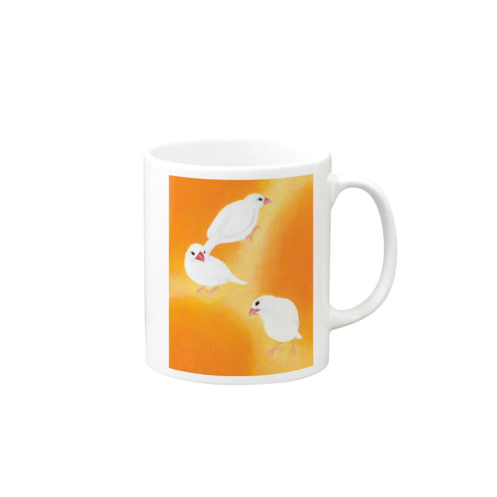 pastelfufuの文鳥『灯』 Mug :right side of the handle