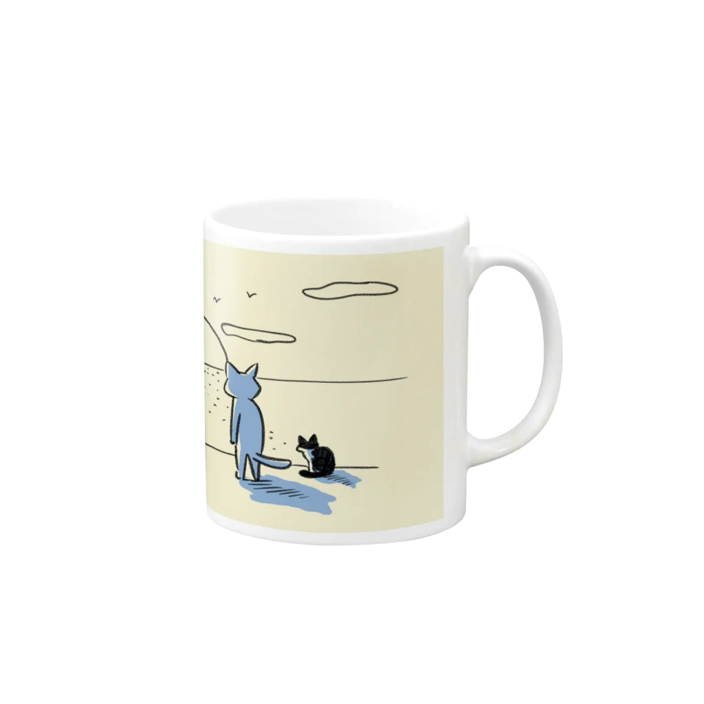 熊沢雑貨店の猫背で夕陽を見る会 Mug :right side of the handle