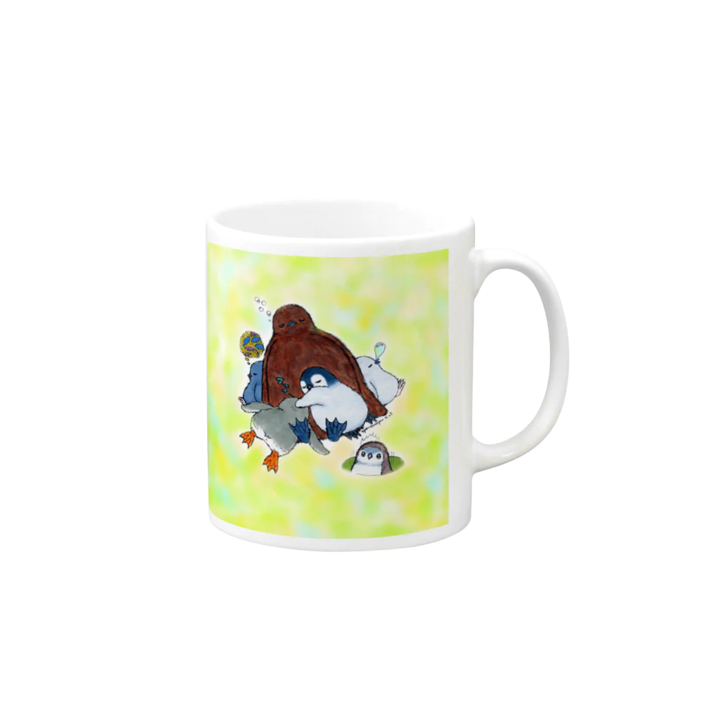 ヤママユ(ヤママユ・ペンギイナ)のまどろみヒナーズ Mug :right side of the handle