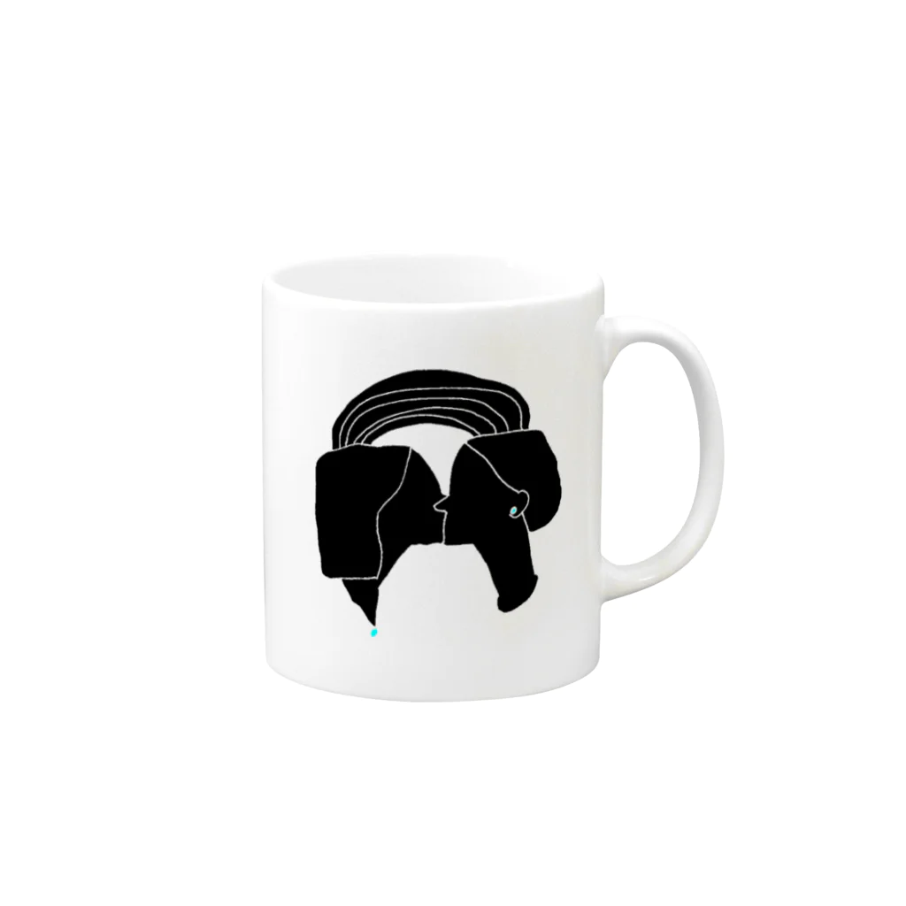 happinessのL kiss - Black Mug :right side of the handle