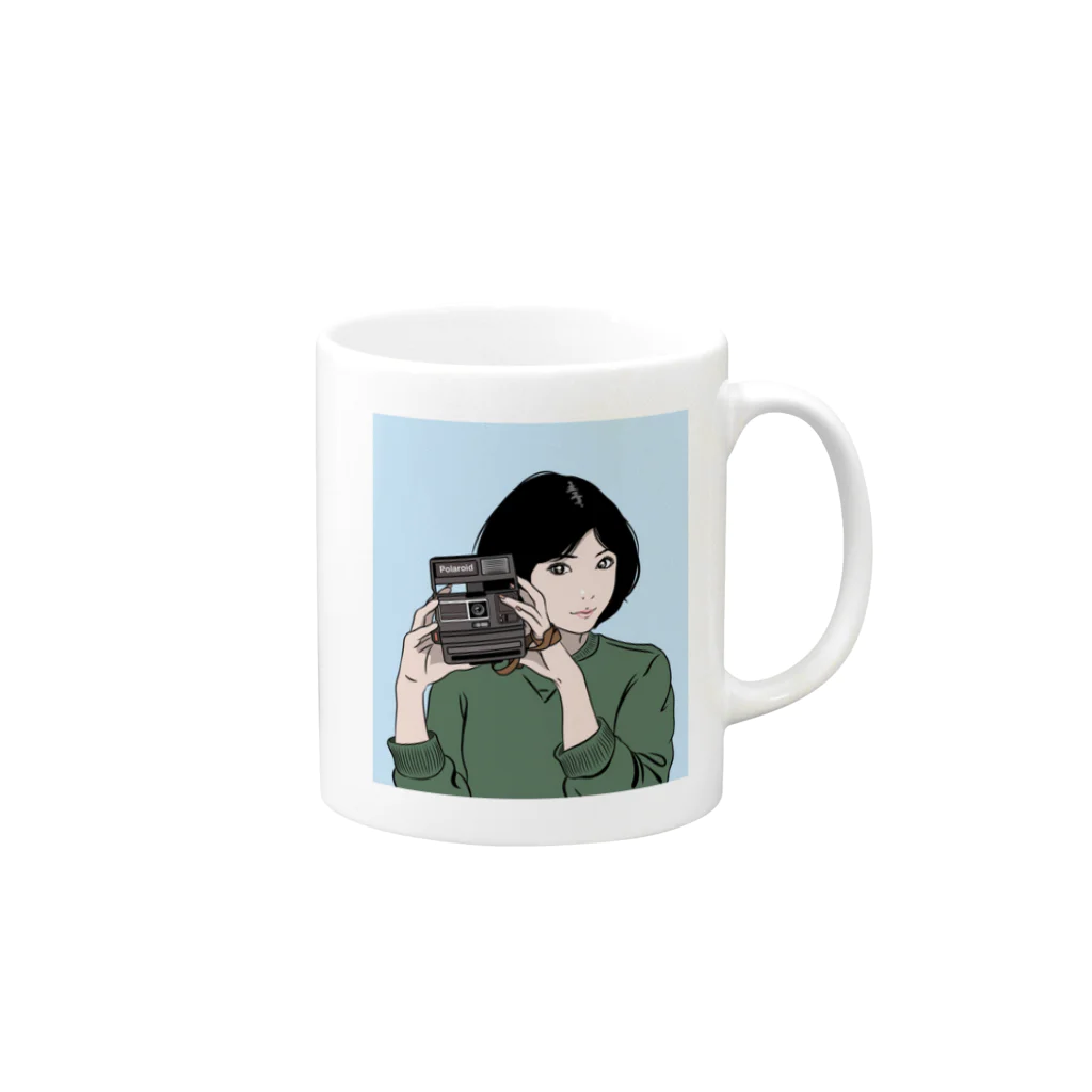 astronautのポラロイドの彼女 Mug :right side of the handle