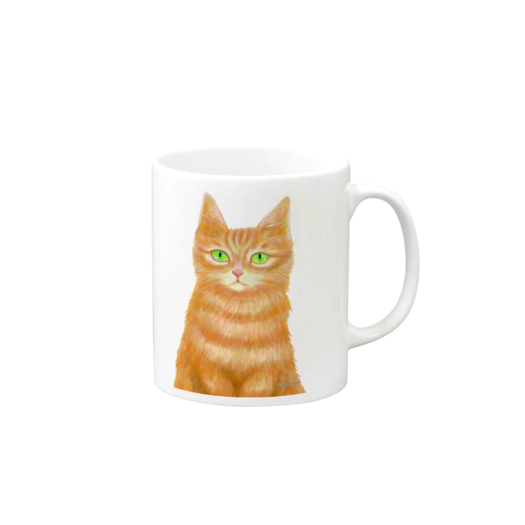 Washiemon and Ai-chan's Shopのオレンジ猫 Mug :right side of the handle