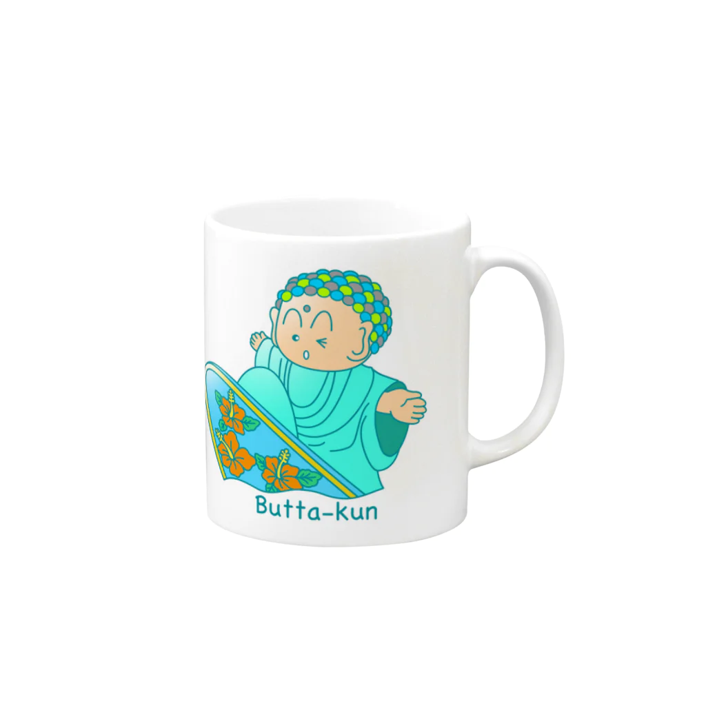 鎌倉のご当地キャラぶったくんのsurf Butta-kun(green) Mug :right side of the handle