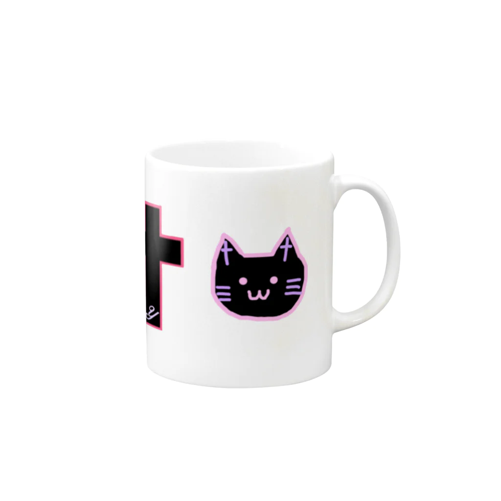 ゆずちちゃんの崇拝堕天使ねこマグカップ Mug :right side of the handle