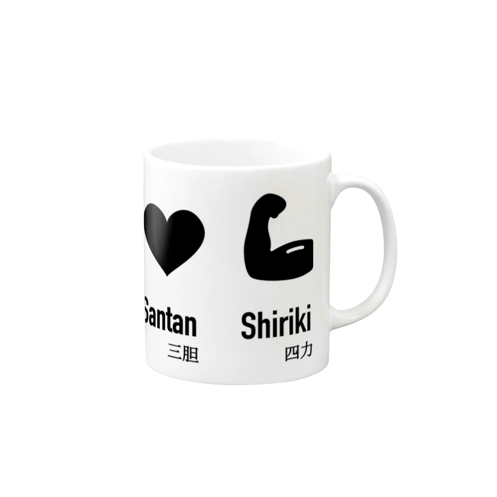 伊勢守 isenokami  剣道 x 日常  kendo inspired.の一眼二足三胆四力 Ichigan Nisoku Santan Shiriki Mug :right side of the handle