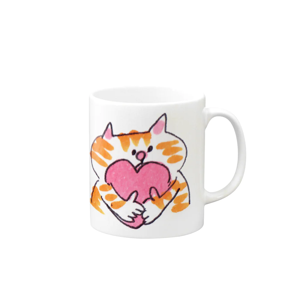 ゆきんこのハート抱きしめねこ Mug :right side of the handle