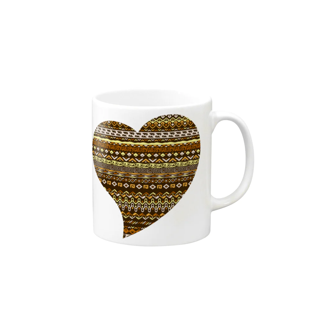 ネイティブ柄専門ショップのエスニック柄Aハート Mug :right side of the handle