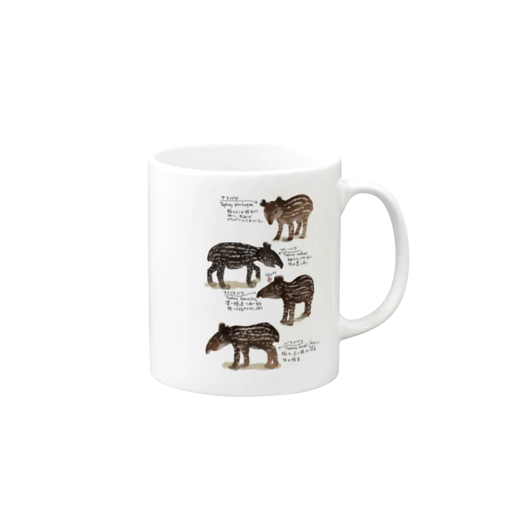 バクの森 〜マレーバクや動物イラストのグッズ 〜のAnimals シリーズ 〜世界のバクの赤ちゃん〜 Mug :right side of the handle