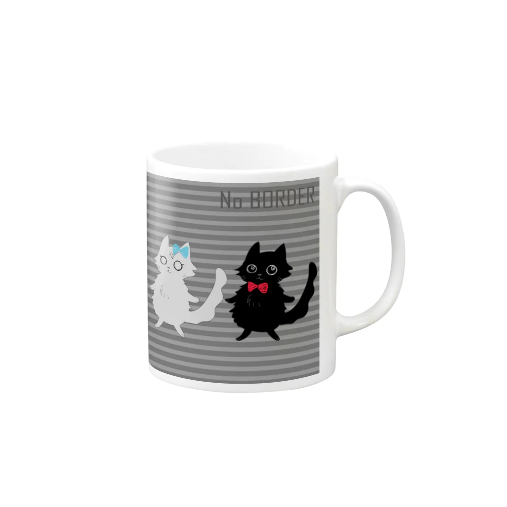 春猫荘のりぼん猫 Mug :right side of the handle