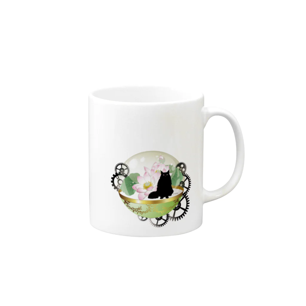 ﾛｯﾄﾓｰﾝﾄのカラクリ猫 Mug :right side of the handle