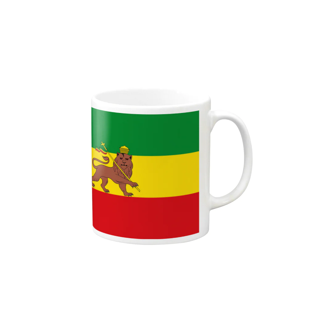 DRIPPEDのRASTAFARI LION FLAG-エチオピア帝国の国旗- Tシャツ Mug :right side of the handle