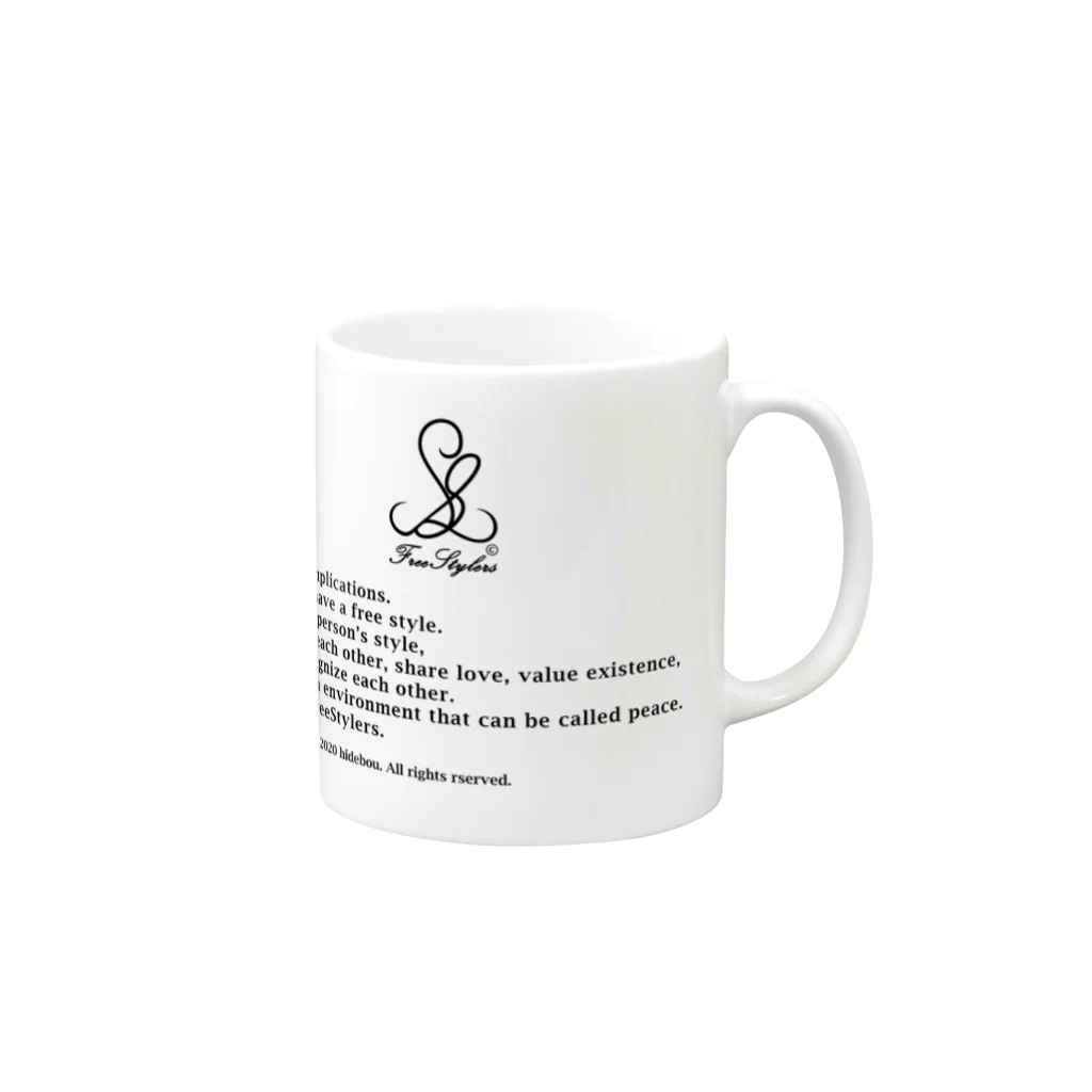 FreeStylersの【FreeStylers】BASIC　ロゴ Mug :right side of the handle