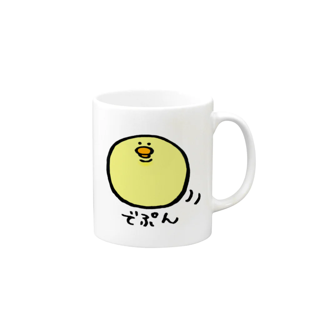 ちゅき亭。のでぷんひよこ(でぷぴよ) Mug :right side of the handle