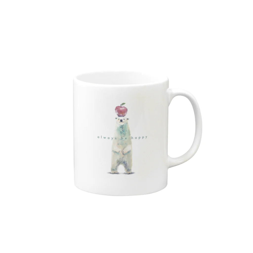 minchのしろくまりんご Mug :right side of the handle