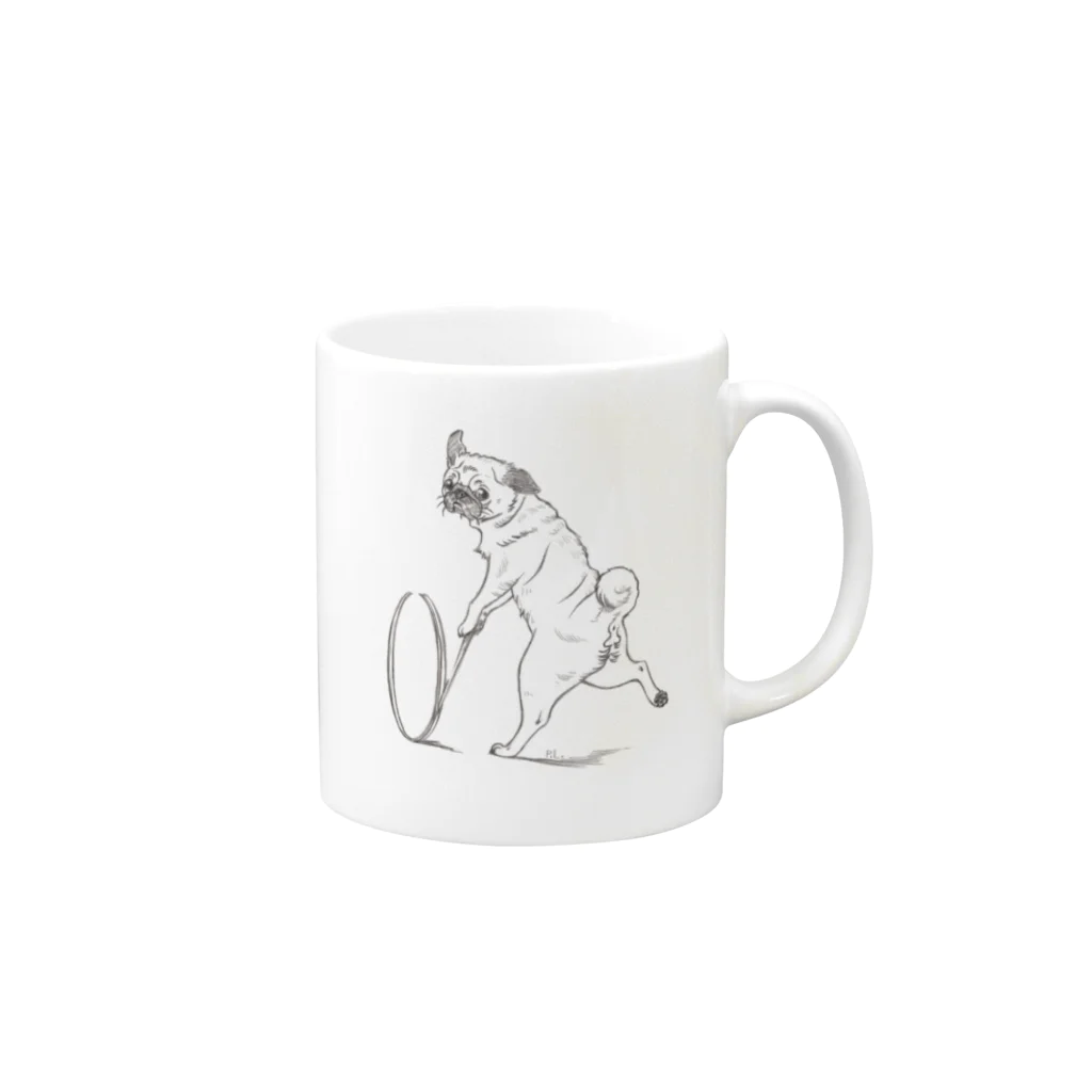 ＰＵＧＬＡＮＤのパグの輪回し～フォーン Mug :right side of the handle