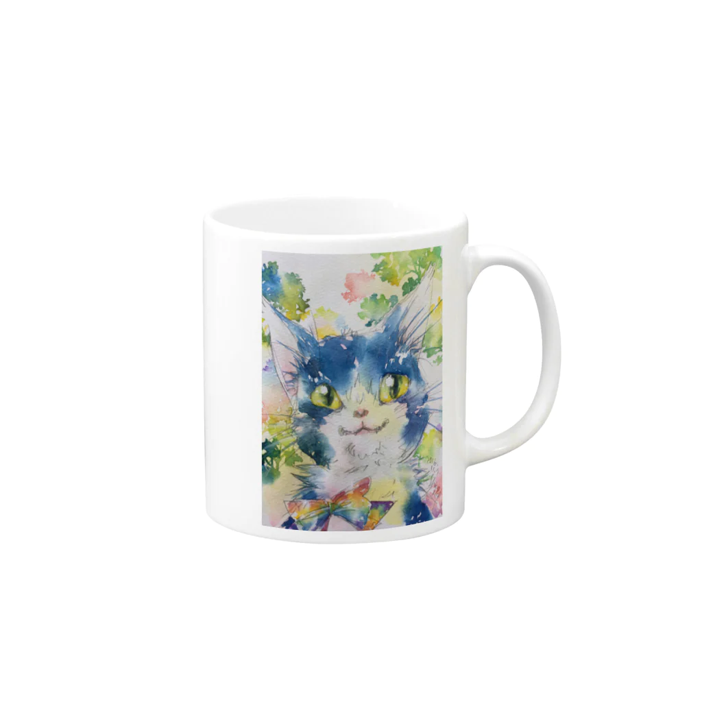 むらかみしののりぼーん Mug :right side of the handle