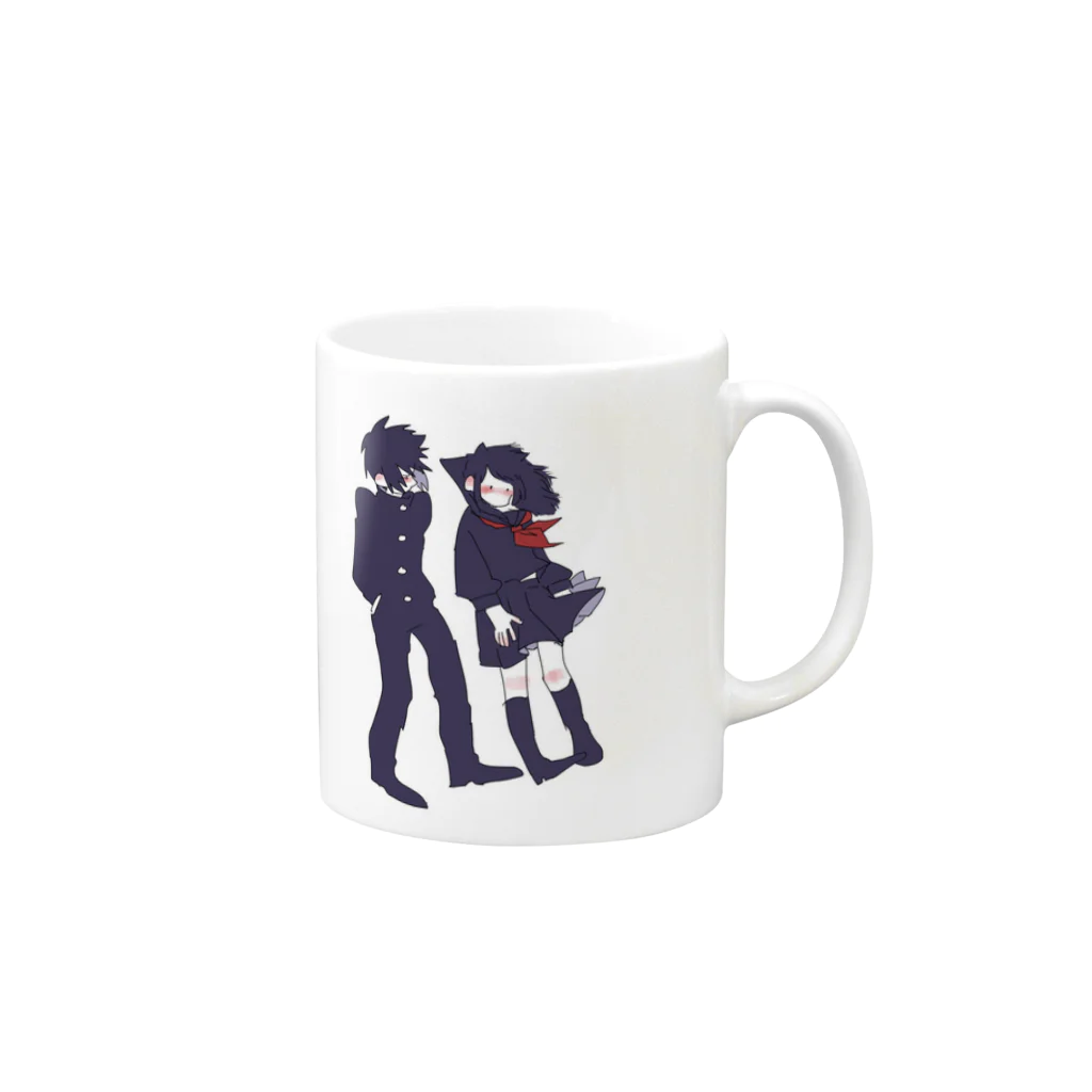 ビスケの黒猫双子 Mug :right side of the handle