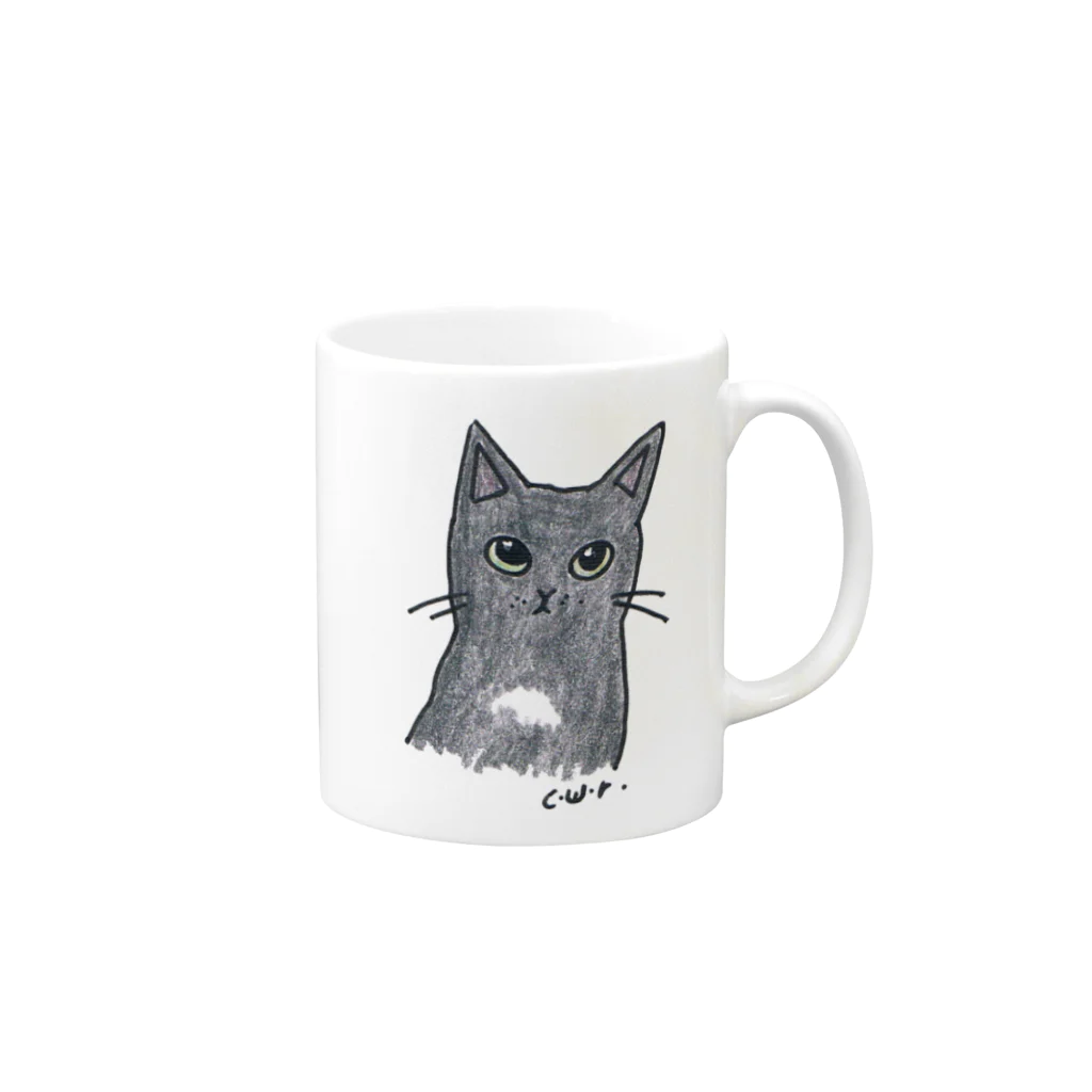 CUROGNACの100nyans096.blackcat Mug :right side of the handle