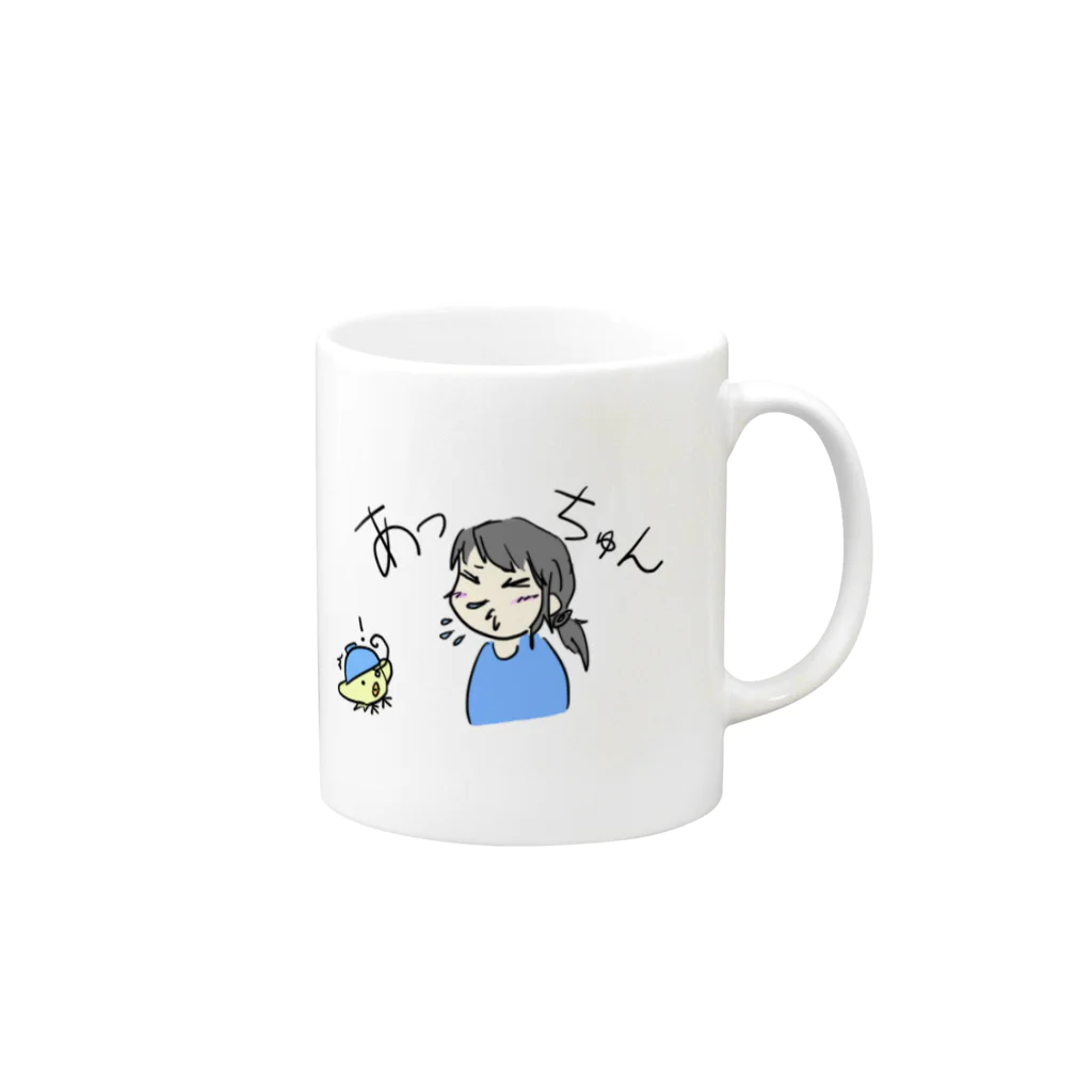 月見うどんのあっちゅん Mug :right side of the handle