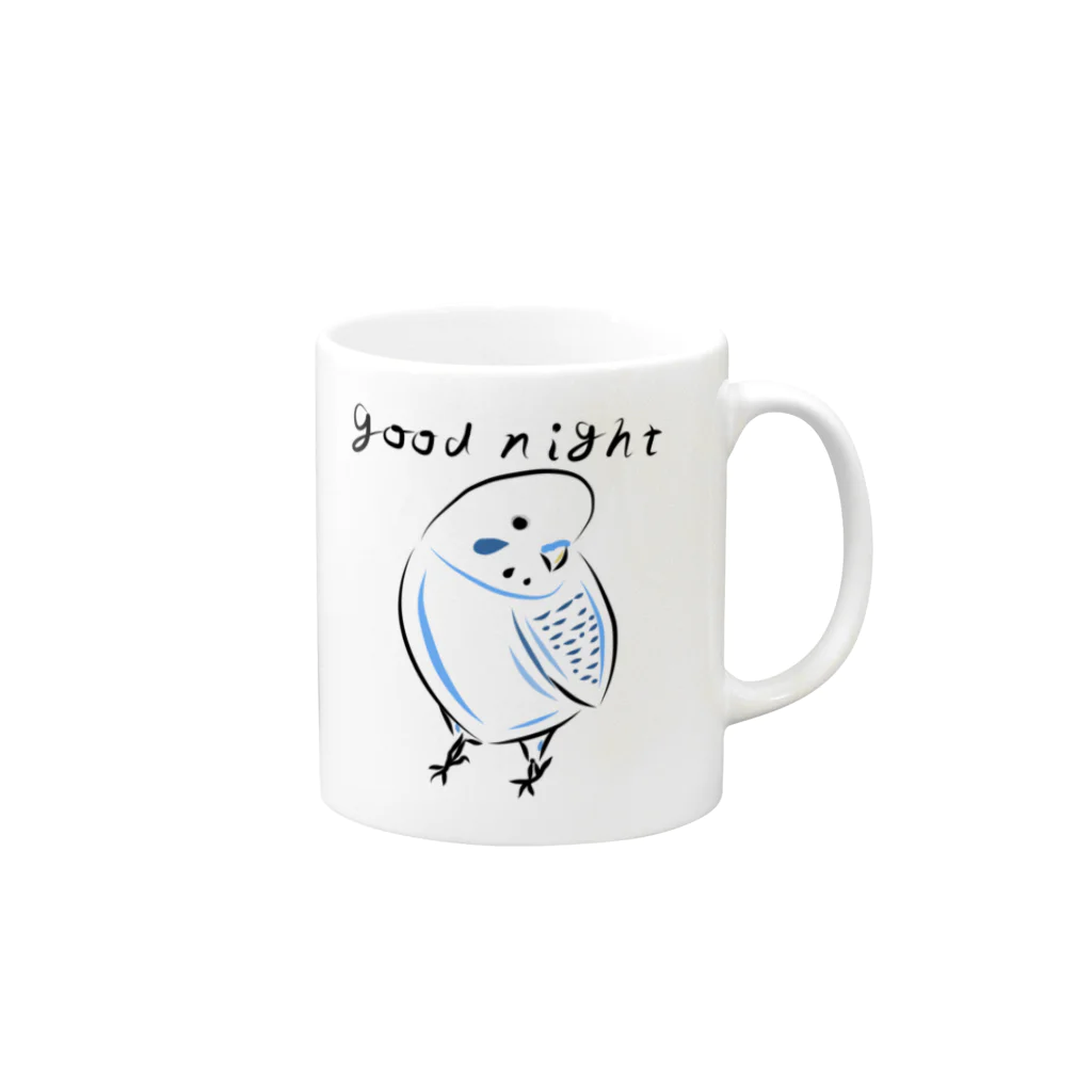 海のサワガニのシンプルセキセイインコ Mug :right side of the handle