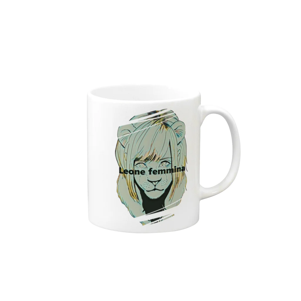 【みるかグッズ②】（SUZURI店）の【Leone femmina】 Mug :right side of the handle