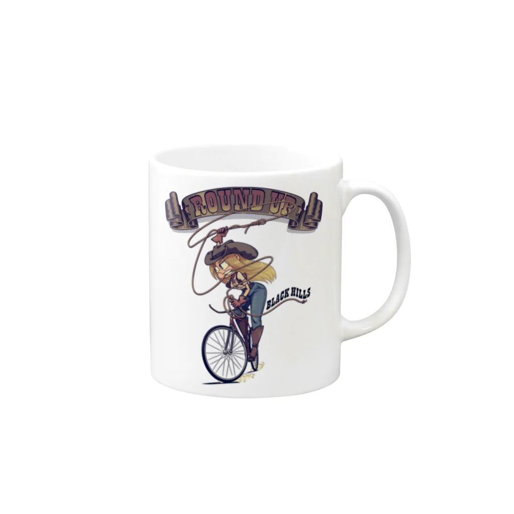 nidan-illustrationの”ROUND UP” Mug :right side of the handle