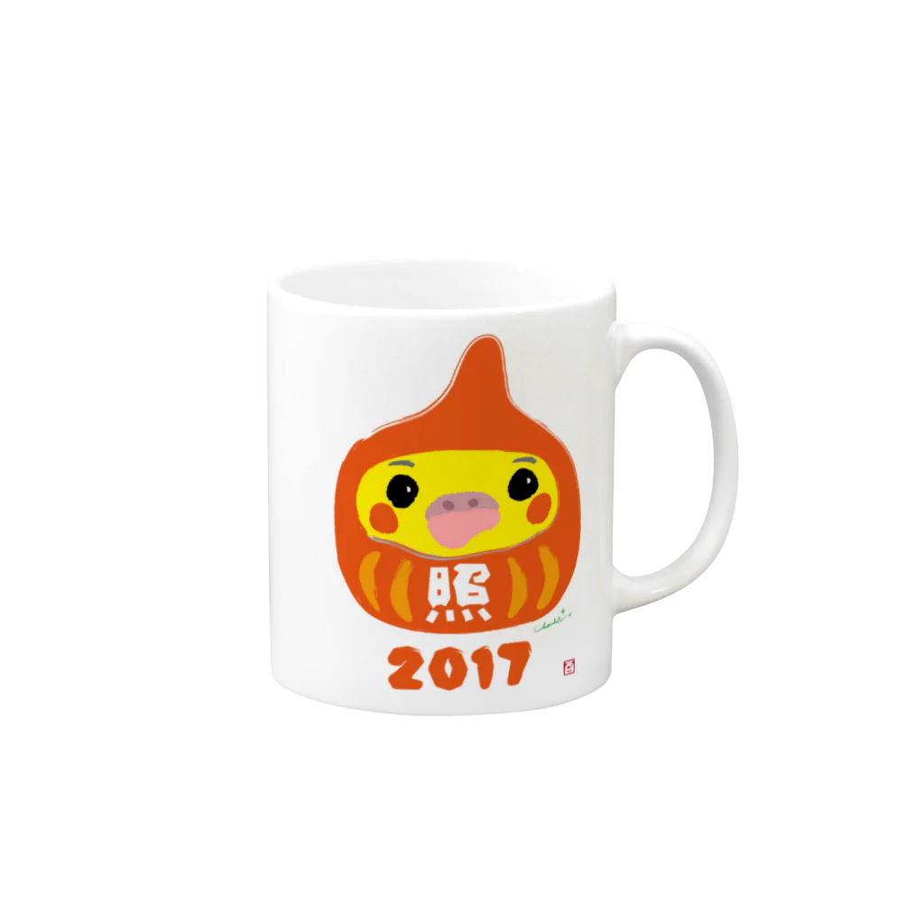 loveclonesの福だるま型 オカメインコ ノーマル Mug :right side of the handle