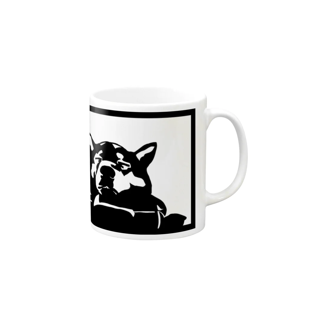 高橋わたがしの切り絵・犬 Mug :right side of the handle