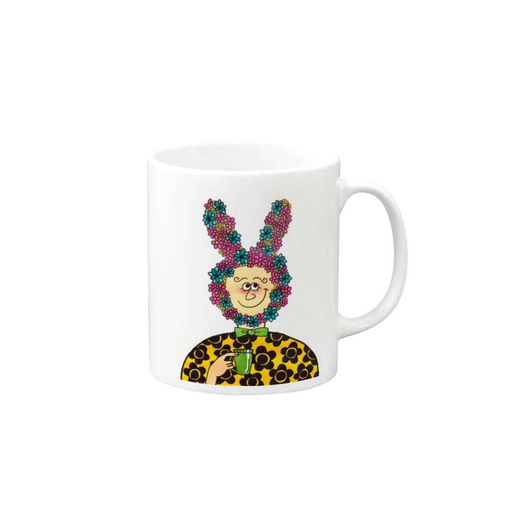 Sayuri Onoのflower rabbit Mug :right side of the handle